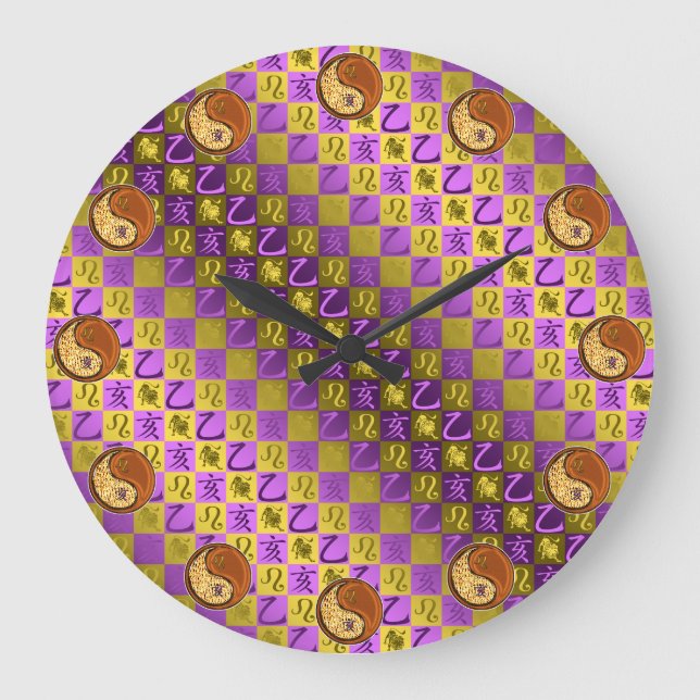 Reloj Redondo Grande Leo & Jabalí de Madera (Anverso)