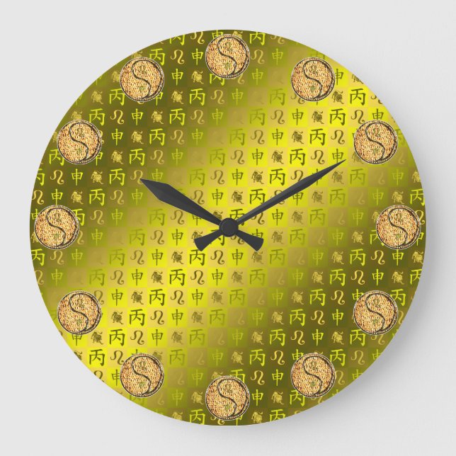 Reloj Redondo Grande Leo & Mono de Fuego (Anverso)