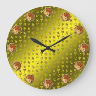 Reloj Redondo Grande Leo & Mono de Madera
