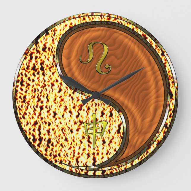 Reloj Redondo Grande Leo & Mono de Madera (Anverso)