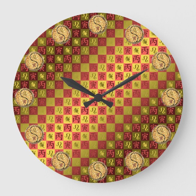 Reloj Redondo Grande Leo & Tigre de Fuego (Anverso)