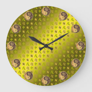 Reloj Redondo Grande Leo y Mono de Tierra