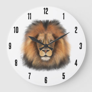 Reloj Redondo Grande león acuarela Leo rey safari animal selva gato