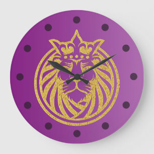 Reloj Redondo Grande León con corona - Estilo de oro 4