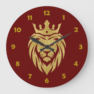 Reloj Redondo Grande León con Corona - Estilo Oro 3