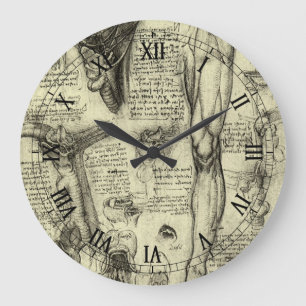 Reloj Redondo Grande Leonardo da Vinci Anatomía Humana Antigua Laringe 