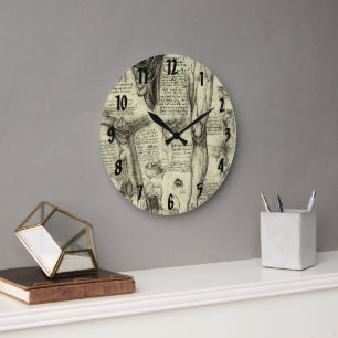 Reloj Redondo Grande Leonardo da Vinci Antiguo Anatomía Humana Laringe 