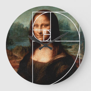 Reloj Redondo Grande Leonardo da Vinci Mona Lisa Fibonacci Sequence