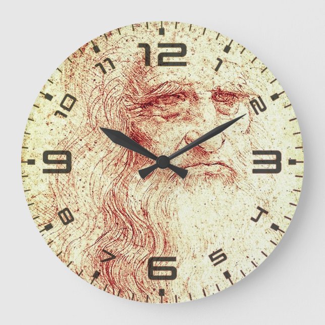 Reloj Redondo Grande Leonardo da Vinci Renaissance Art Wall Clock (Anverso)