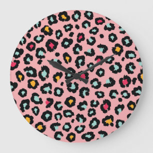 Reloj Redondo Grande Leopard Exótico: Diversión colorida sin mar.