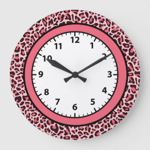 Reloj Redondo Grande Leopard Print Hot Pink Cheetah Trendy Clock