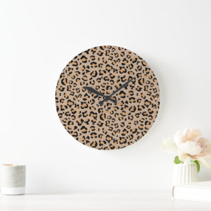 Reloj Redondo Grande Leopardo Print, Leopard Spots, Brown Leopard