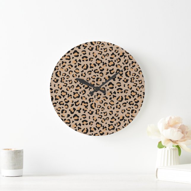 Reloj Redondo Grande Leopardo Print, Leopard Spots, Brown Leopard (Hogar)