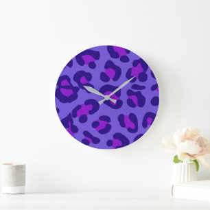 Reloj Redondo Grande "Leopardo púrpura eléctrico"