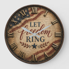 Reloj Redondo Grande Let Freedom Ring Patriotic American Flag