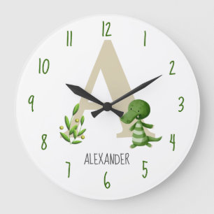 Reloj Redondo Grande Letra A Monograma Guardería de Reptiles