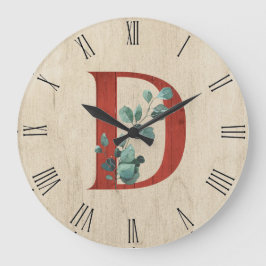 Reloj Redondo Grande Letra D de maderas y eucalipto rusas