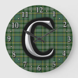 Reloj Redondo Grande Letra escocesa de clan currie C monograma tartán