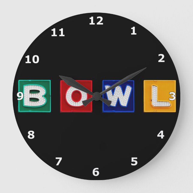Reloj Redondo Grande Letras B O W L (Anverso)