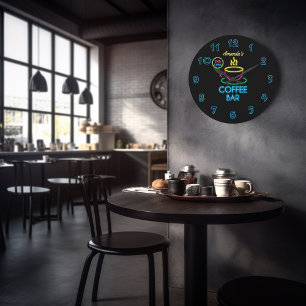 Reloj Redondo Grande Letrero de neón personalizado Café Bar