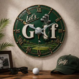 Reloj Redondo Grande Let's Golf Vintage Golf Lover Gift
