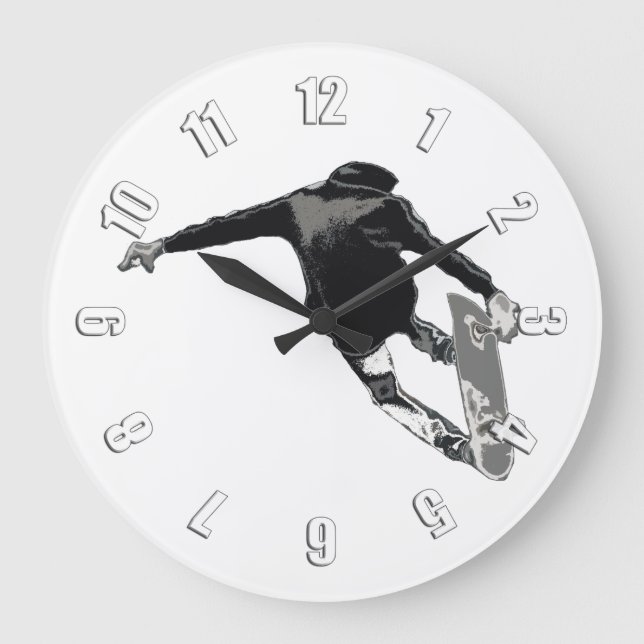 Reloj Redondo Grande "Let's Skate" - Skateboarder (Anverso)