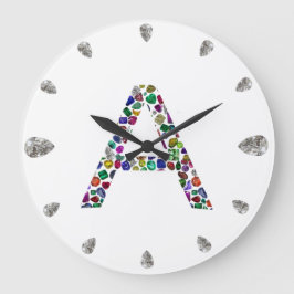 Reloj Redondo Grande LETTER-A, made with Gemstones