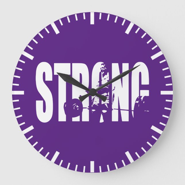 Reloj Redondo Grande "Levantamiento de peso" Motivación de la mujer - F (Anverso)