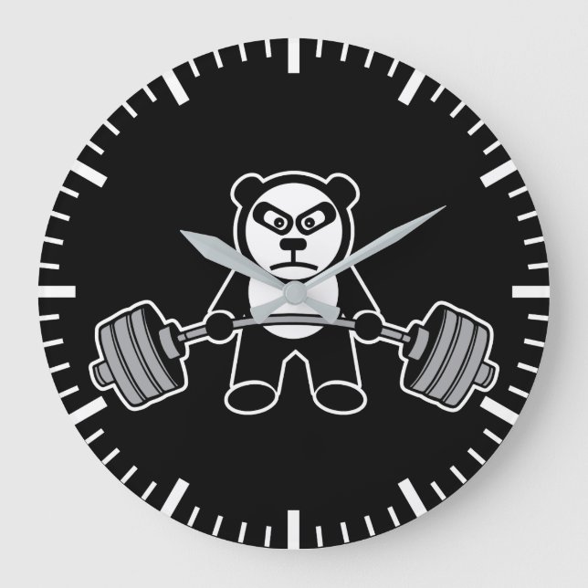 Reloj Redondo Grande Levantamiento de peso Panda Bear Anime Personaliza (Anverso)