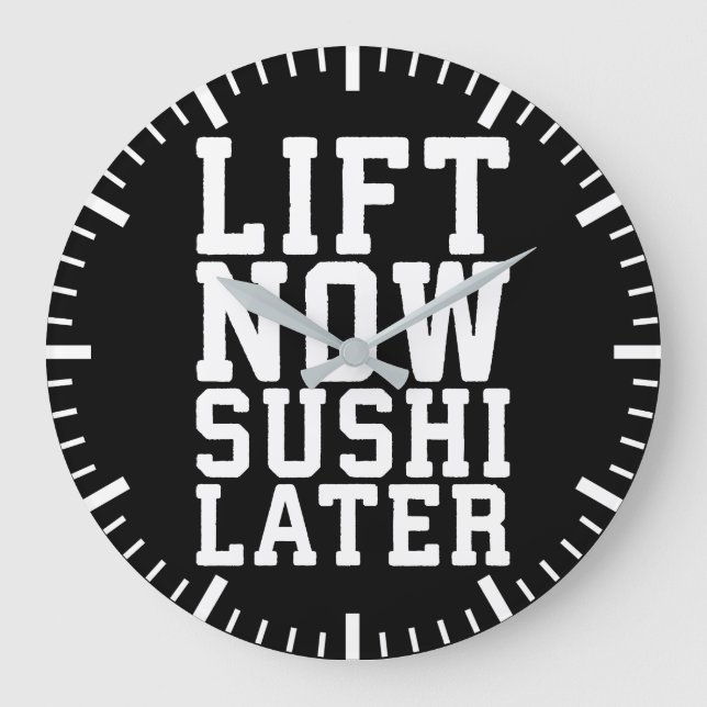 Reloj Redondo Grande Levantar ahora, sushi más tarde - carbohidratos -  (Anverso)