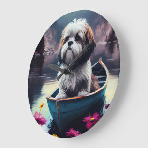 Reloj Redondo Grande Lhasa Apso en una Paleta: Una Aventura Escénica