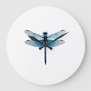 Reloj Redondo Grande Libélula Azul - Entomólogo Amante de la Fauna Inse