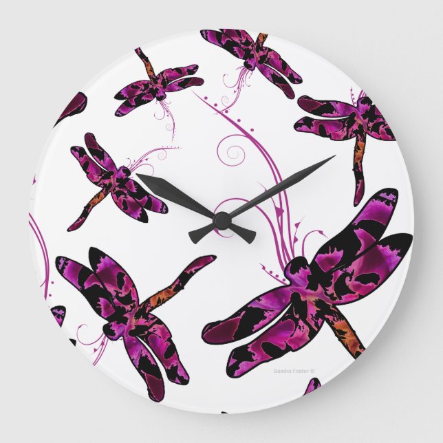 Reloj Redondo Grande Libélulas caprichosas (Anverso)