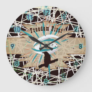 Reloj Redondo Grande Libertad Primera moderna y salvaje raya marrón oc