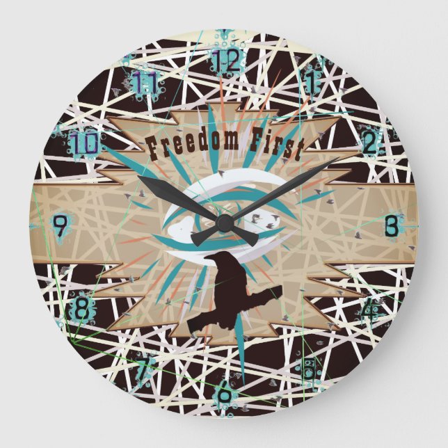 Reloj Redondo Grande Libertad Primera moderna y salvaje raya marrón occ (Anverso)