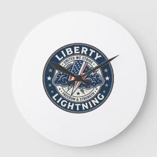 Reloj Redondo Grande Libertad Relámpago Patriótico Patriótico Tormenta 