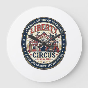 Reloj Redondo Grande Liberty Circus Patriótico Patriótico Circo Domador