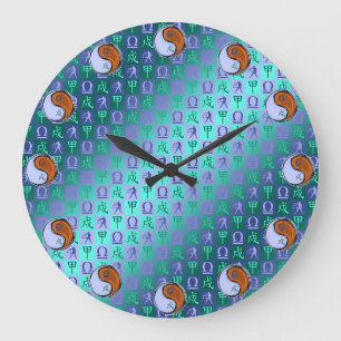 Reloj Redondo Grande Libra & Perro de Madera