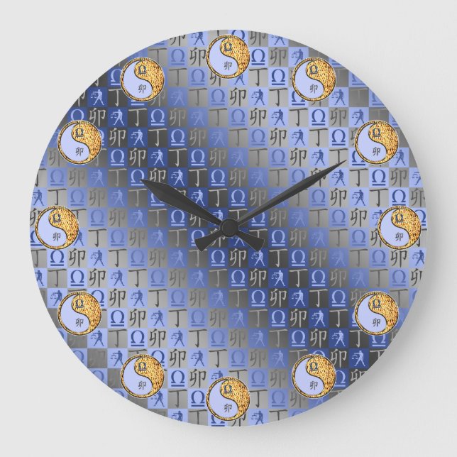 Reloj Redondo Grande Libra y Conejo de Fuego (Anverso)