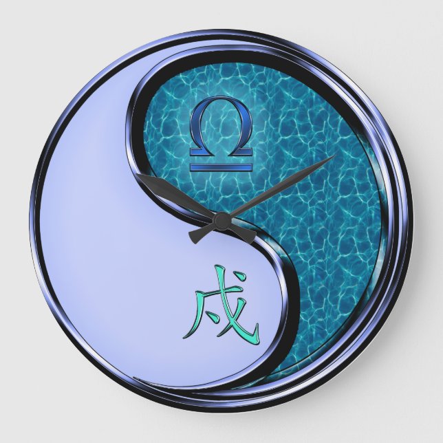 Reloj Redondo Grande Libra y Perro de Agua (Anverso)