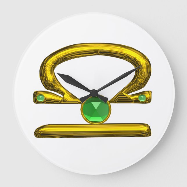Reloj Redondo Grande LIBRA ZODIAC NACIMIENTO JEWEL Emerald, Oro, blanco (Anverso)