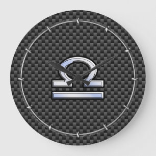 Reloj Redondo Grande Libra Zodiac Symbol on Carbon Fiber Decor