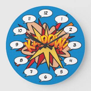 Reloj Redondo Grande Libro cómico Pop Art KA-POW