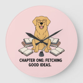 Reloj Redondo Grande Libro de ideas para ir a buscar del Golden Retriev