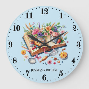 Reloj Redondo Grande Libro de recetas de panadería personalizable lindo