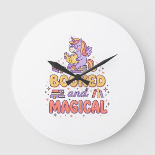 Reloj Redondo Grande Libro de Unicornio y Magia Imprimir Lista Fondo Bl