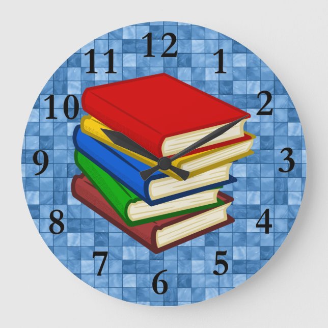 RELOJ REDONDO GRANDE LIBROS APILADOS (Anverso)