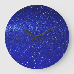 Reloj Redondo Grande Lienzo Purpurina azul brillante