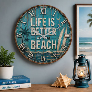 Reloj Redondo Grande Life Is Better at the Beach