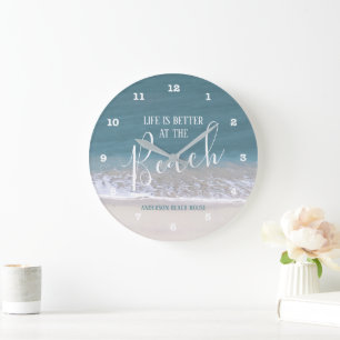 Reloj Redondo Grande Life Is Better At The Beach Sand & Water Photo